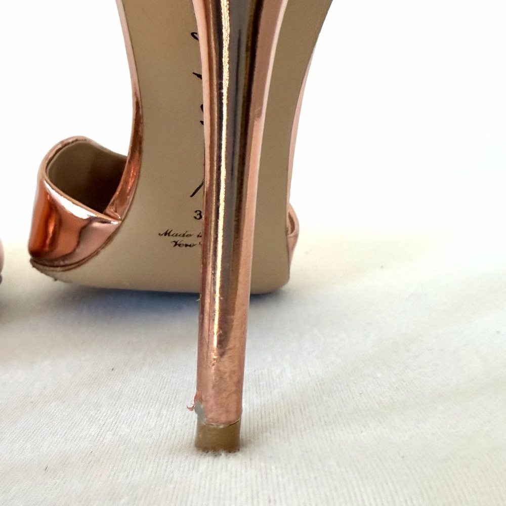 Giorgio Armani Metallic Rose Gold Stiletto Heels, ankle strap, worn once, 37 - Picture 12 of 16